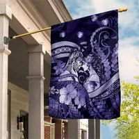 Maori Romantic Valentine Garden Flag The Hongi Kiss Purple Galaxy