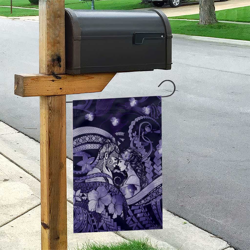 Maori Romantic Valentine Garden Flag The Hongi Kiss Purple Galaxy