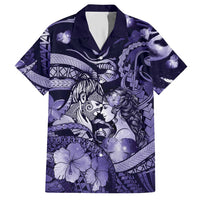 Personalised Maori Romantic Valentine Hawaiian Shirt The Hongi Kiss Purple Galaxy DT05 Purple - Polynesian Pride