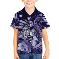 Personalised Maori Romantic Valentine Hawaiian Shirt The Hongi Kiss Purple Galaxy DT05 - Polynesian Pride