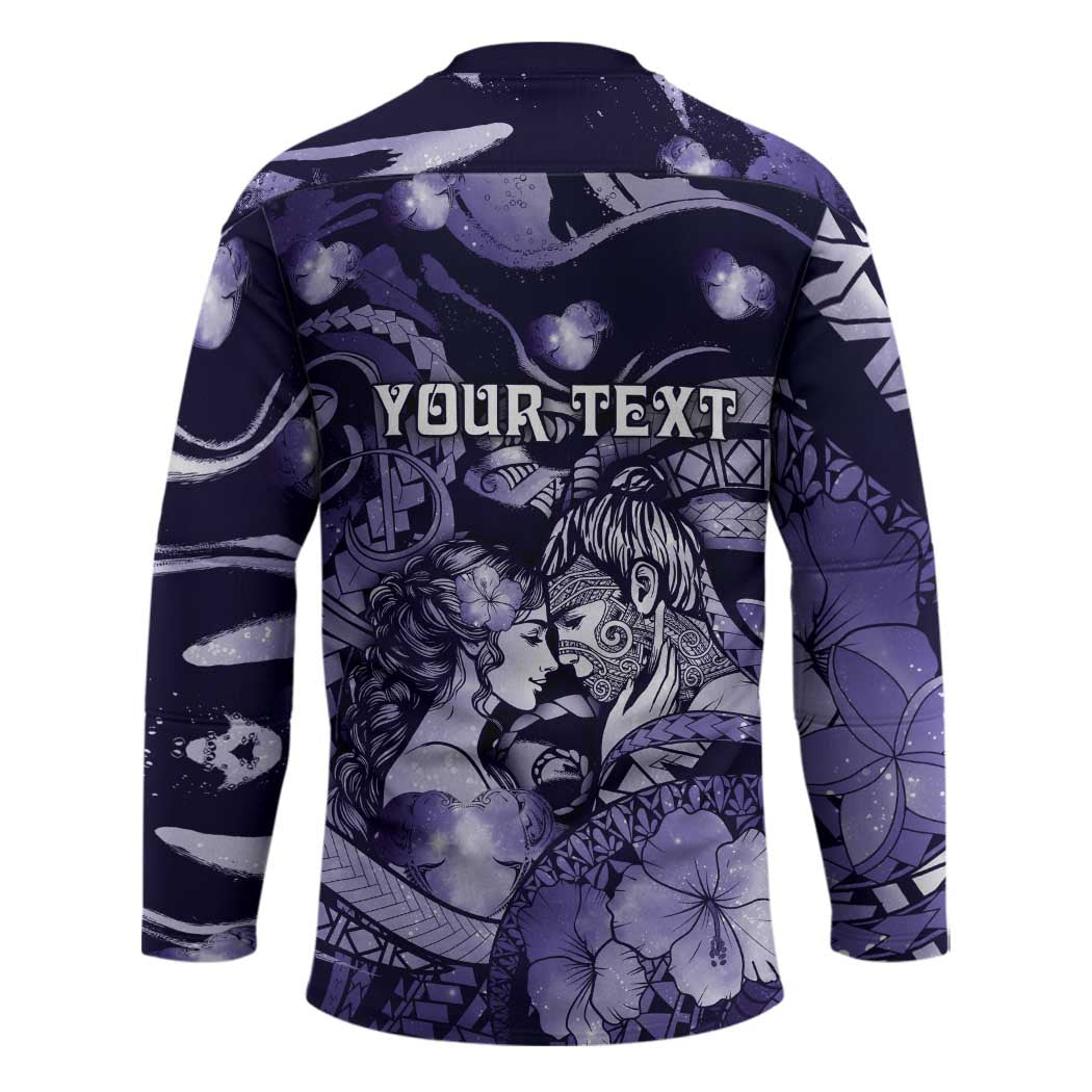 Personalised Maori Romantic Valentine Hockey Jersey The Hongi Kiss Purple Galaxy DT05 - Polynesian Pride
