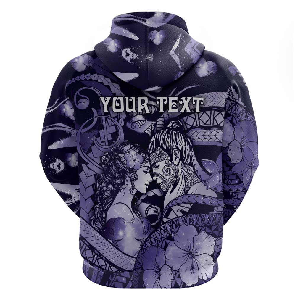 Personalised Maori Romantic Valentine Hoodie The Hongi Kiss Purple Galaxy DT05 - Polynesian Pride