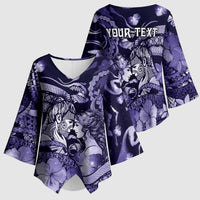 Personalised Maori Romantic Valentine Kimono Sleeve Blouse The Hongi Kiss Purple Galaxy DT05 - Polynesian Pride