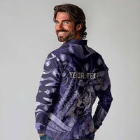 Personalised Maori Romantic Valentine Long Sleeve Polo Shirt The Hongi Kiss Purple Galaxy DT05 - Polynesian Pride