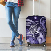 Maori Romantic Valentine Luggage Cover The Hongi Kiss Purple Galaxy DT05 - Polynesian Pride