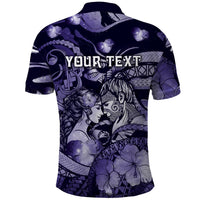 Personalised Maori Romantic Valentine Polo Shirt The Hongi Kiss Purple Galaxy DT05 - Polynesian Pride