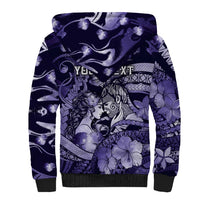 Personalised Maori Romantic Valentine Sherpa Hoodie The Hongi Kiss Purple Galaxy DT05 - Polynesian Pride