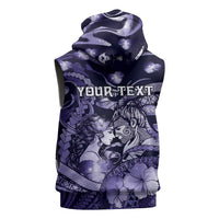 Personalised Maori Romantic Valentine Sleeveless Zip Hoodie The Hongi Kiss Purple Galaxy DT05 - Polynesian Pride