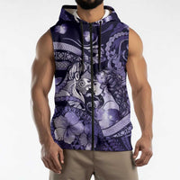 Personalised Maori Romantic Valentine Sleeveless Zip Hoodie The Hongi Kiss Purple Galaxy DT05 - Polynesian Pride