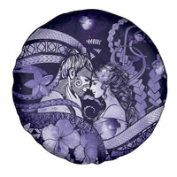 Maori Romantic Valentine Spare Tire Cover The Hongi Kiss Purple Galaxy DT05 - Polynesian Pride