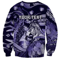 Personalised Maori Romantic Valentine Sweatshirt The Hongi Kiss Purple Galaxy DT05 - Polynesian Pride