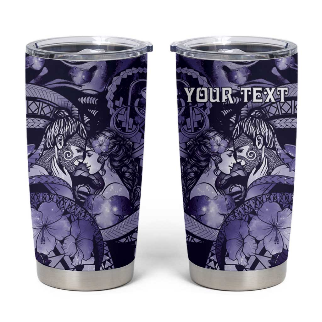 Personalised Maori Romantic Valentine Tumbler Cup The Hongi Kiss Purple Galaxy DT05 Purple - Polynesian Pride