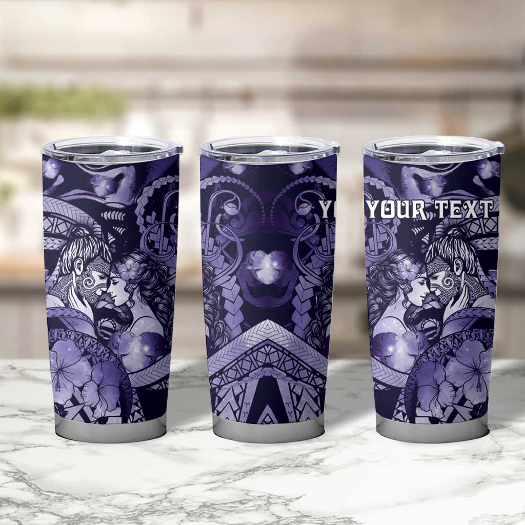 Personalised Maori Romantic Valentine Tumbler Cup The Hongi Kiss Purple Galaxy DT05 - Polynesian Pride