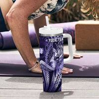 Personalised Maori Romantic Valentine Tumbler With Handle The Hongi Kiss Purple Galaxy DT05 - Polynesian Pride