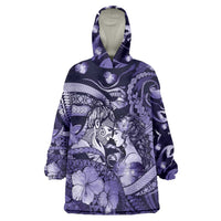 Personalised Maori Romantic Valentine Wearable Blanket Hoodie The Hongi Kiss Purple Galaxy DT05 One Size Purple - Polynesian Pride