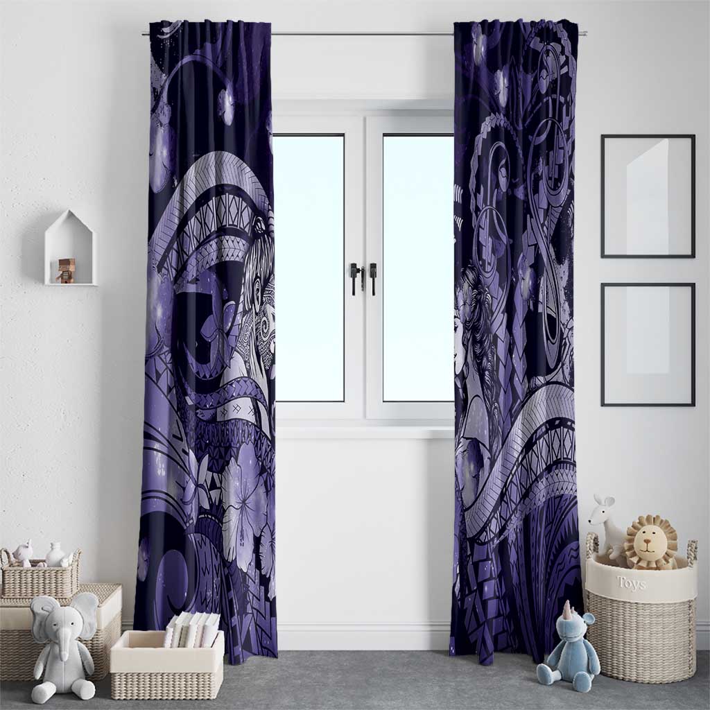 Maori Romantic Valentine Window Curtain The Hongi Kiss Purple Galaxy