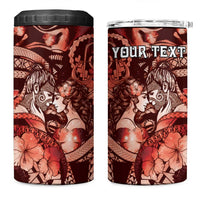 Personalised Maori Romantic Valentine 4 in 1 Can Cooler Tumbler The Hongi Kiss Red Galaxy DT05 One Size: 16 oz Red - Polynesian Pride