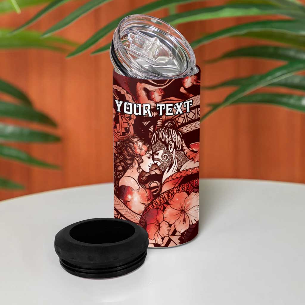 Personalised Maori Romantic Valentine 4 in 1 Can Cooler Tumbler The Hongi Kiss Red Galaxy DT05 - Polynesian Pride