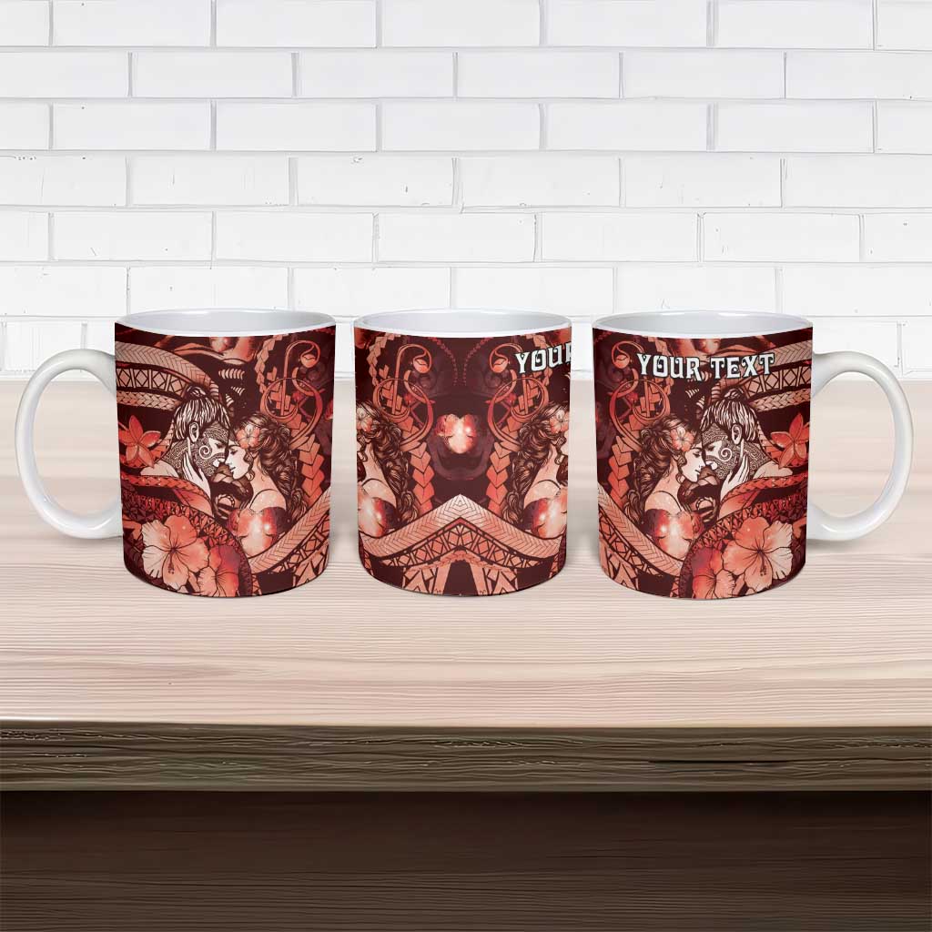 Personalised Maori Romantic Valentine Ceramic Mug The Hongi Kiss Red Galaxy