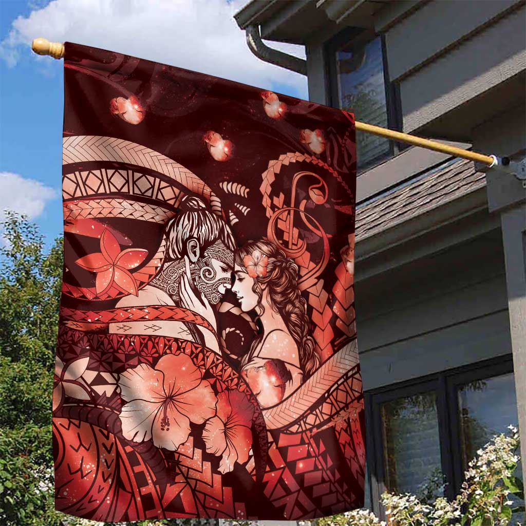 Maori Romantic Valentine Garden Flag The Hongi Kiss Red Galaxy