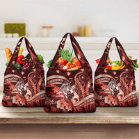 Maori Romantic Valentine Grocery Bag The Hongi Kiss Red Galaxy DT05 3-pack One Size Red - Polynesian Pride