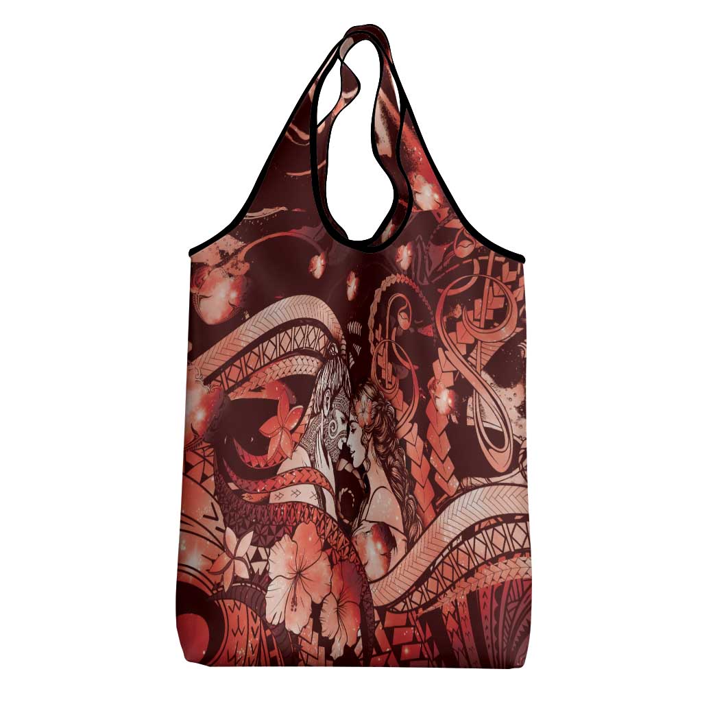 Maori Romantic Valentine Grocery Bag The Hongi Kiss Red Galaxy DT05 - Polynesian Pride