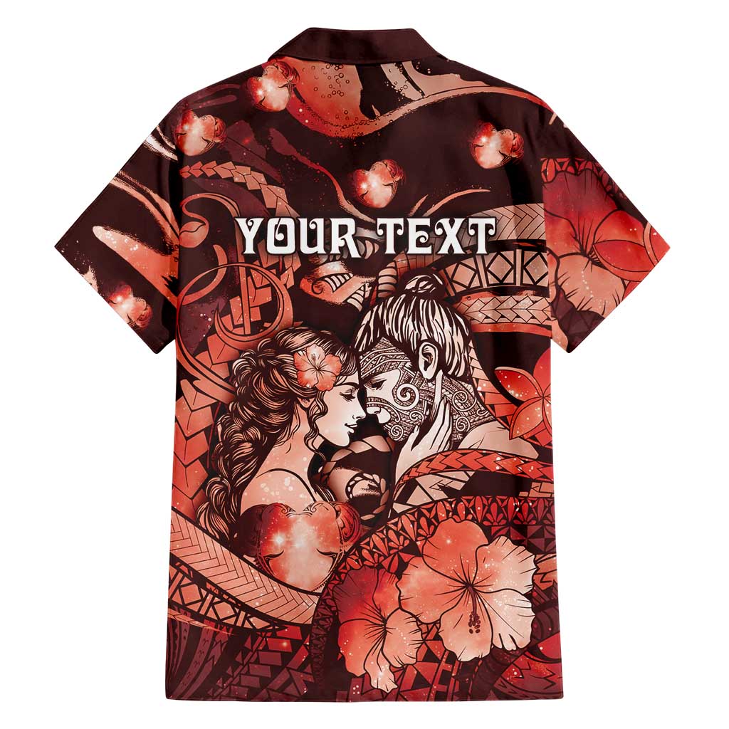 Personalised Maori Romantic Valentine Hawaiian Shirt The Hongi Kiss Red Galaxy