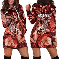 Personalised Maori Romantic Valentine Hoodie Dress The Hongi Kiss Red Galaxy DT05 - Polynesian Pride