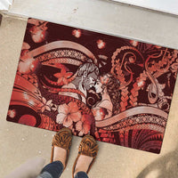 Maori Romantic Valentine Rubber Doormat The Hongi Kiss Red Galaxy
