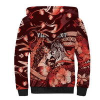 Personalised Maori Romantic Valentine Sherpa Hoodie The Hongi Kiss Red Galaxy DT05 - Polynesian Pride