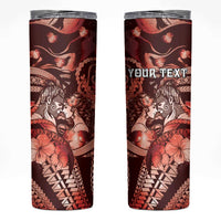 Personalised Maori Romantic Valentine Skinny Tumbler The Hongi Kiss Red Galaxy DT05 Red - Polynesian Pride