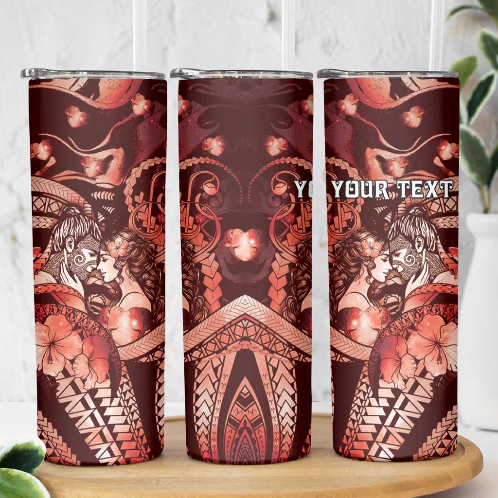 Personalised Maori Romantic Valentine Skinny Tumbler The Hongi Kiss Red Galaxy DT05 - Polynesian Pride