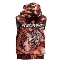 Personalised Maori Romantic Valentine Sleeveless Hoodie The Hongi Kiss Red Galaxy DT05 - Polynesian Pride