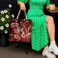 Maori Romantic Valentine Tote Bag The Hongi Kiss Red Galaxy