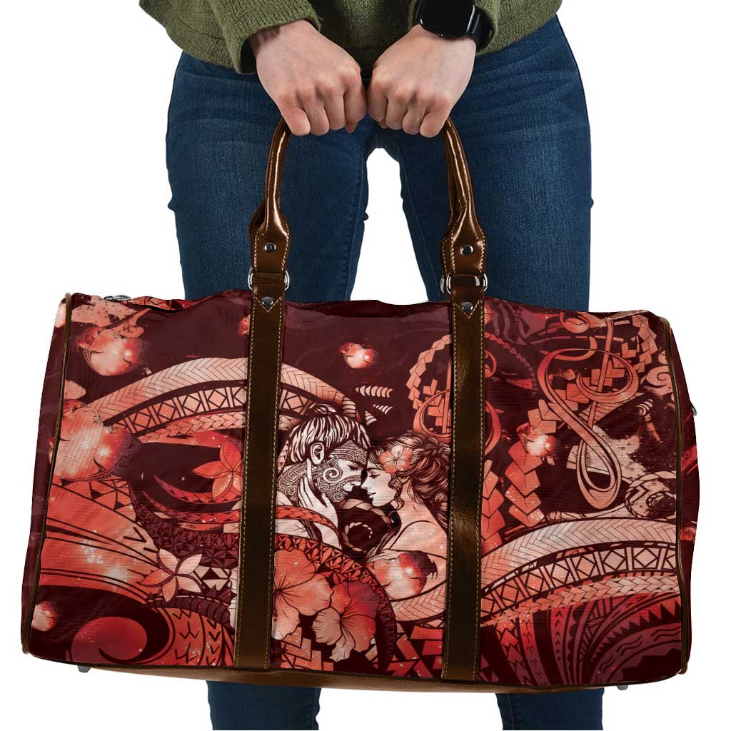 Maori Romantic Valentine Travel Bag The Hongi Kiss Red Galaxy
