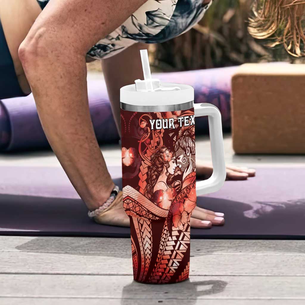 Personalised Maori Romantic Valentine Tumbler With Handle The Hongi Kiss Red Galaxy DT05 - Polynesian Pride