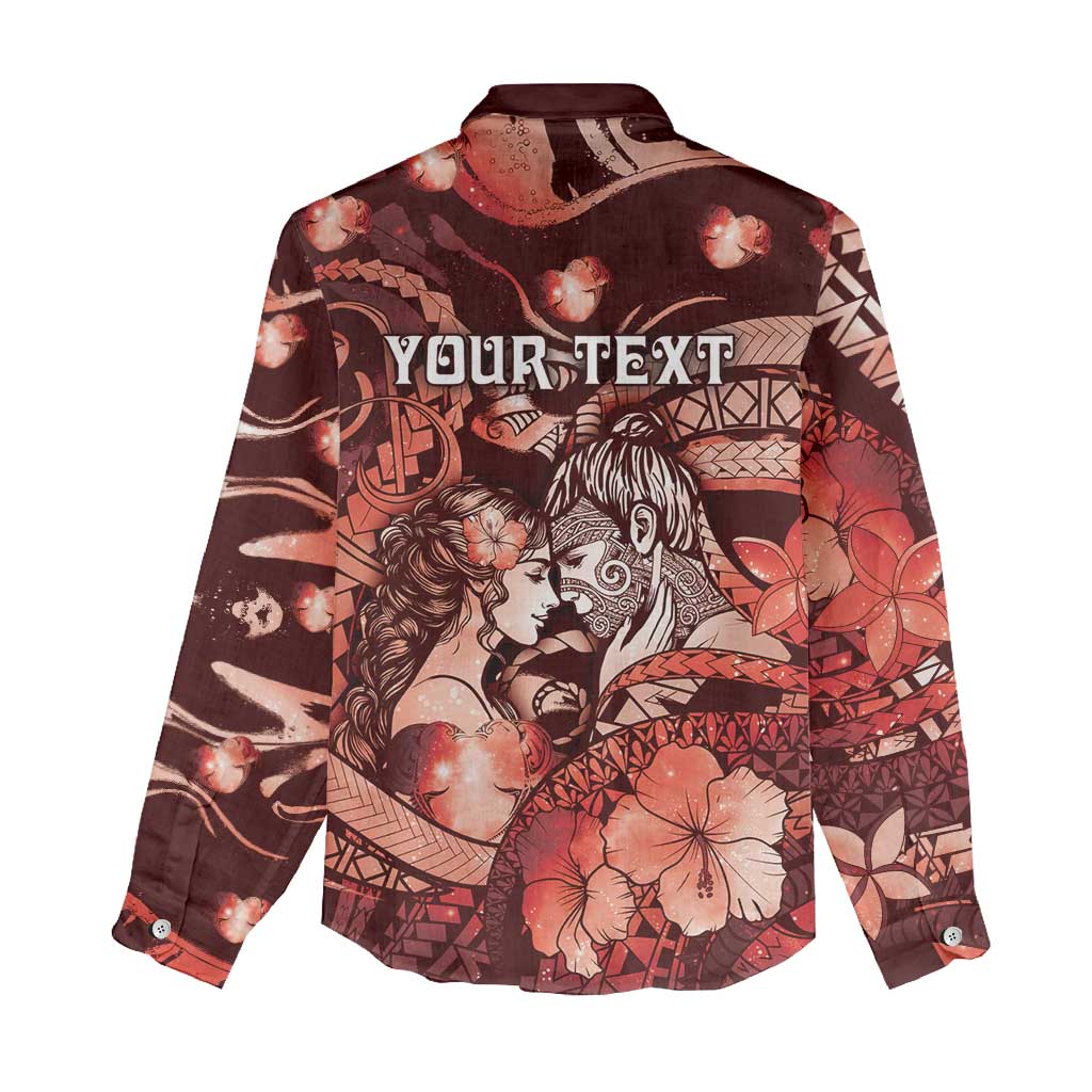 Personalised Maori Romantic Valentine Women Casual Shirt The Hongi Kiss Red Galaxy DT05 - Polynesian Pride
