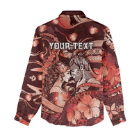 Personalised Maori Romantic Valentine Women Casual Shirt The Hongi Kiss Red Galaxy DT05 - Polynesian Pride