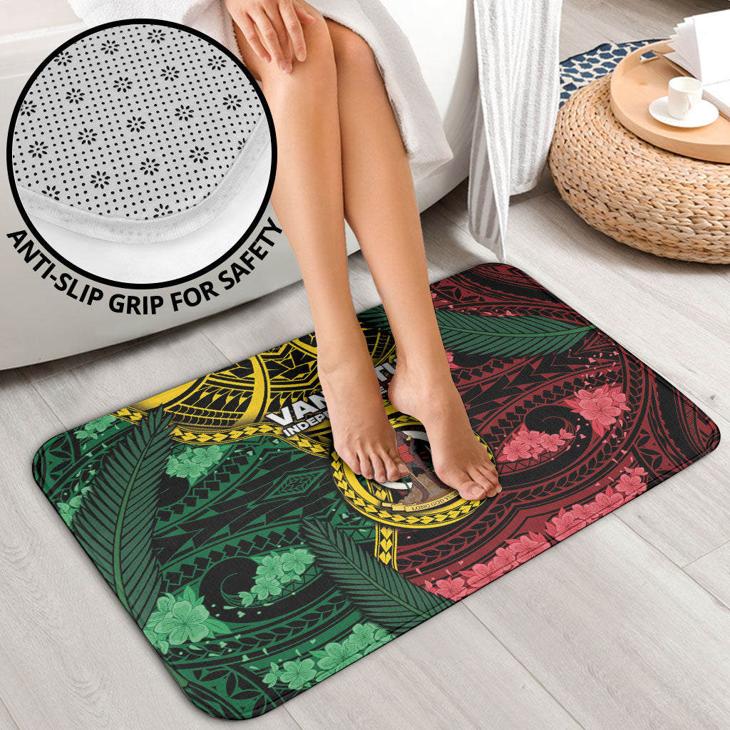 Vanuatu Independence Day Bathroom Set Boar Tusk Warrior Tribal Floral Patterns