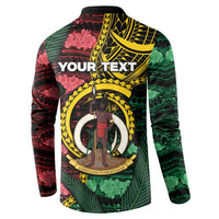 Personalised Vanuatu Independence Day Button Sweatshirt Boar Tusk Warrior Tribal Floral Patterns DT05 - Polynesian Pride