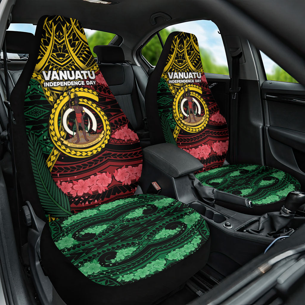 Vanuatu Independence Day Car Seat Cover Boar Tusk Warrior Tribal Floral Patterns DT05 One Size Multicolor - Polynesian Pride