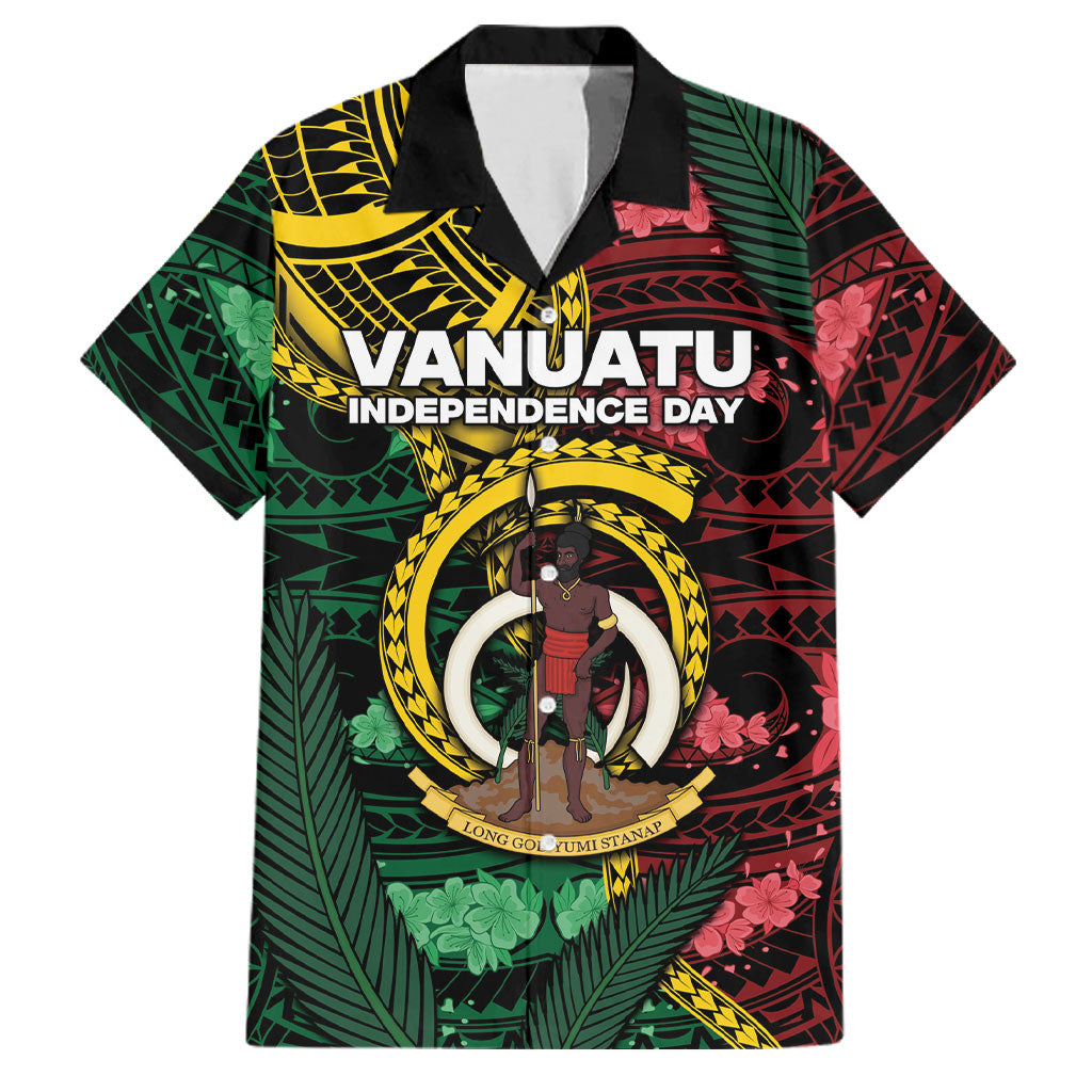 Personalised Vanuatu Independence Day Family Matching Mermaid Dress and Hawaiian Shirt Boar Tusk Warrior Tribal Floral Patterns
