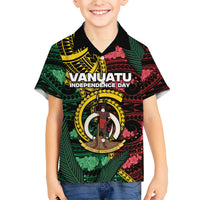 Personalised Vanuatu Independence Day Family Matching Puletasi and Hawaiian Shirt Boar Tusk Warrior Tribal Floral Patterns