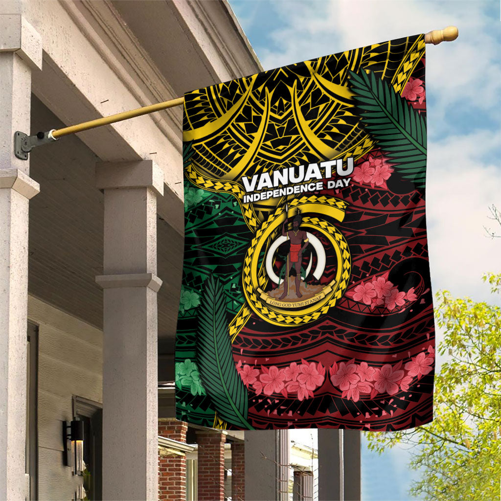 Vanuatu Independence Day Garden Flag Boar Tusk Warrior Tribal Floral Patterns DT05 House Flag Multicolor - Polynesian Pride