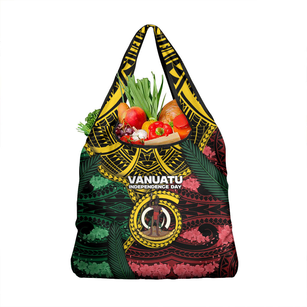 Vanuatu Independence Day Grocery Bag Boar Tusk Warrior Tribal Floral Patterns DT05 1-pack One Size Multicolor - Polynesian Pride
