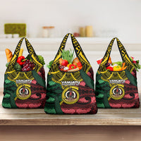 Vanuatu Independence Day Grocery Bag Boar Tusk Warrior Tribal Floral Patterns