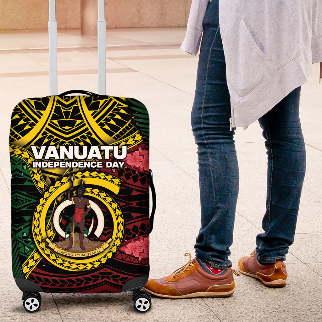 Vanuatu Independence Day Luggage Cover Boar Tusk Warrior Tribal Floral Patterns DT05 Multicolor - Polynesian Pride