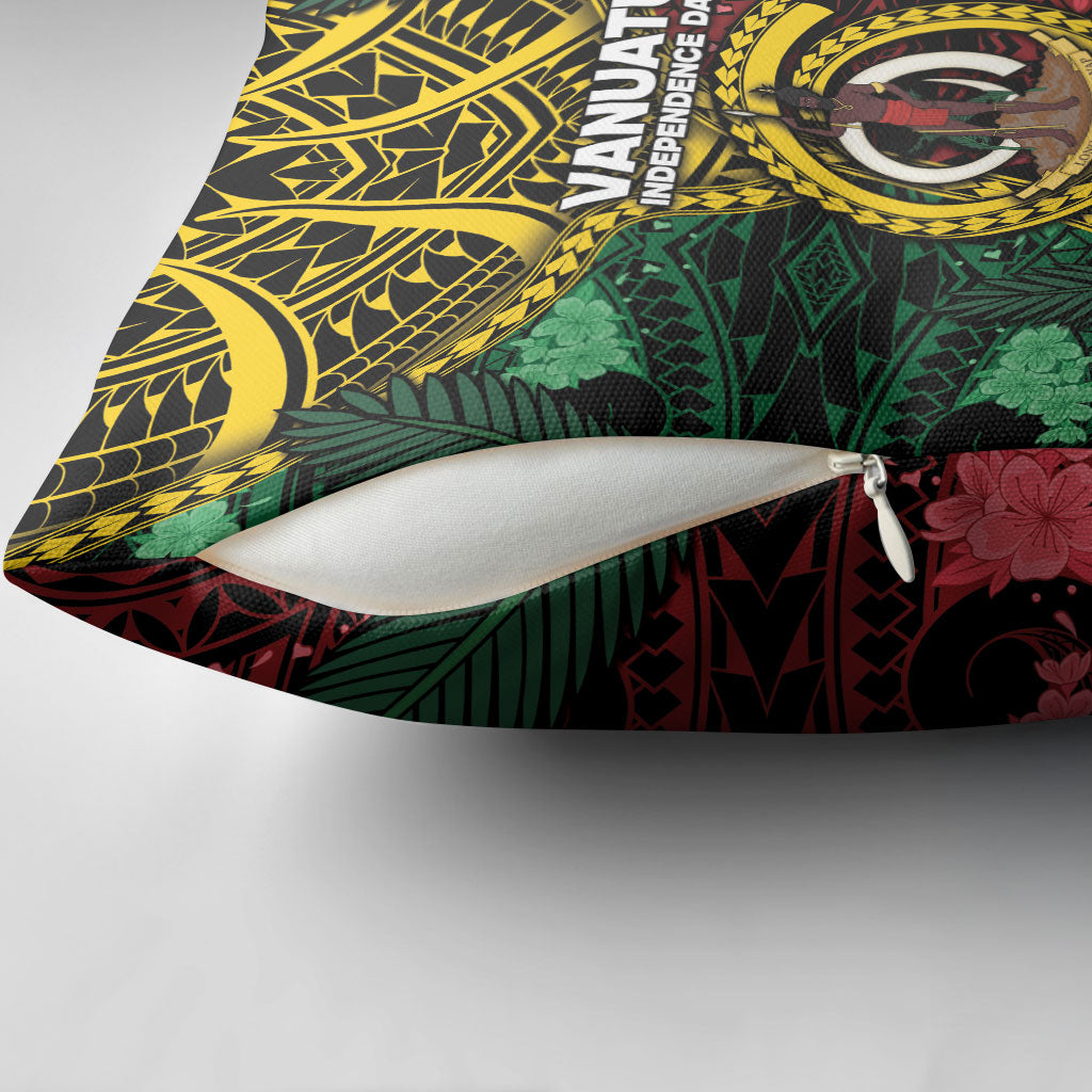 Vanuatu Independence Day Pillow Cover Boar Tusk Warrior Tribal Floral Patterns