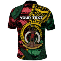 Personalised Vanuatu Independence Day Polo Shirt Boar Tusk Warrior Tribal Floral Patterns