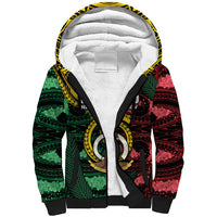 Personalised Vanuatu Independence Day Sherpa Hoodie Boar Tusk Warrior Tribal Floral Patterns